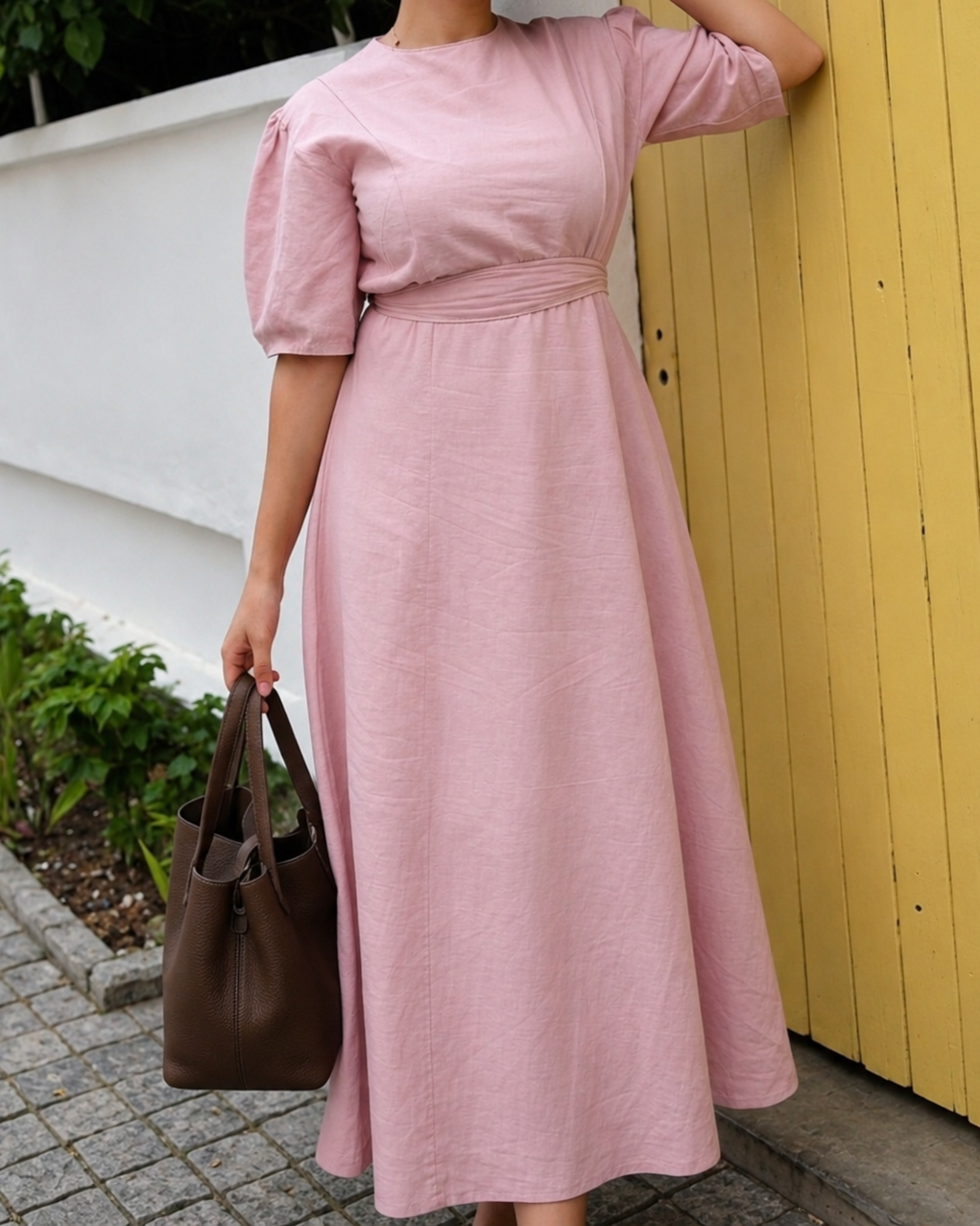 Robe longue Rosalie – Rose poudré