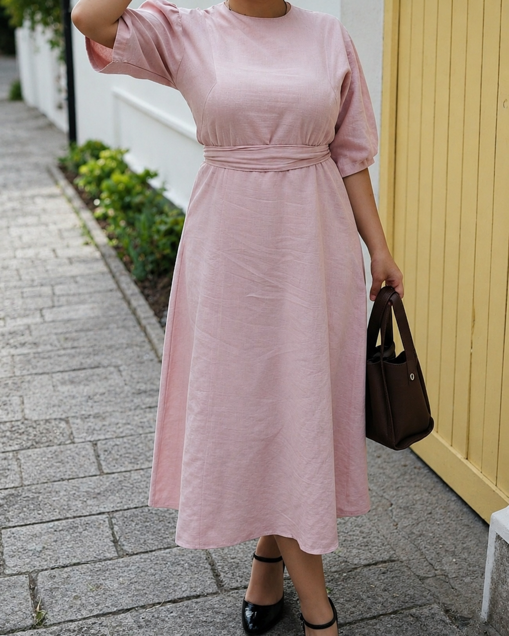 Robe longue Rosalie – Rose poudré