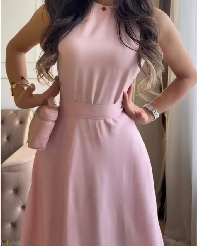 Robe longue Rosalie – Rose poudré