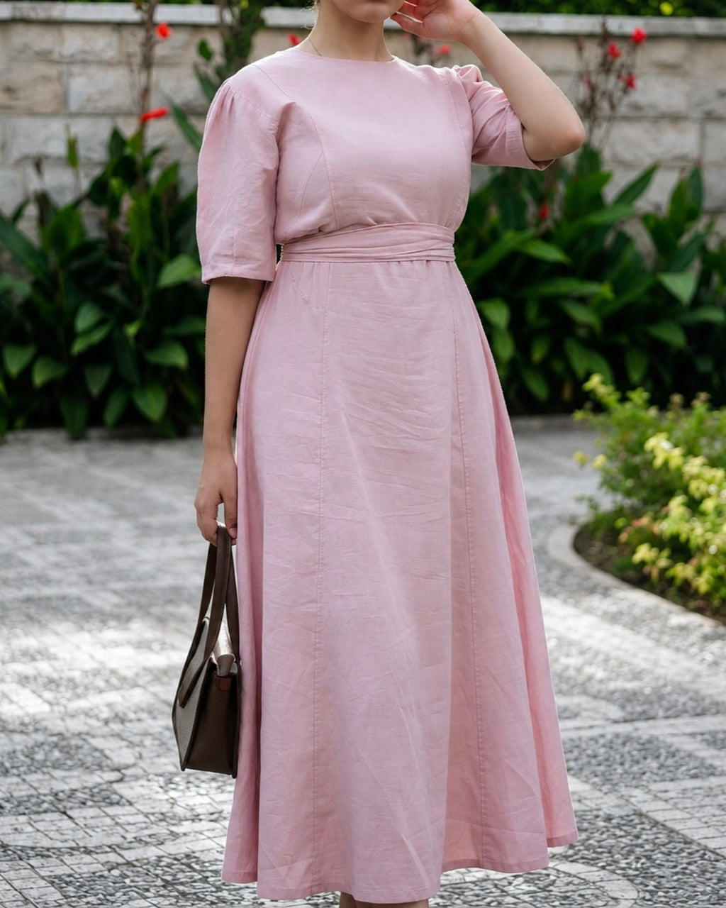 Robe longue Rosalie – Rose poudré