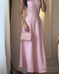 Robe longue Rosalie – Rose poudré