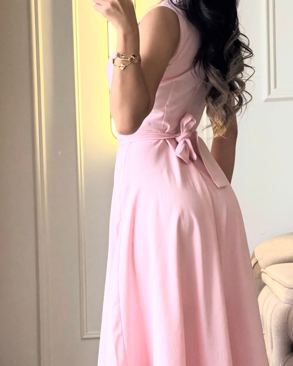 Robe longue Rosalie – Rose poudré