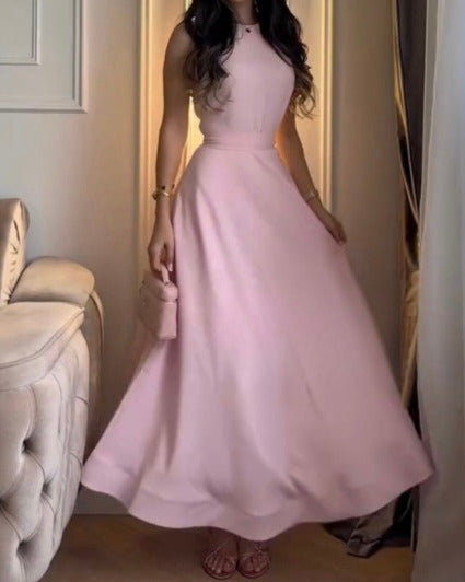 Robe longue Rosalie – Rose poudré