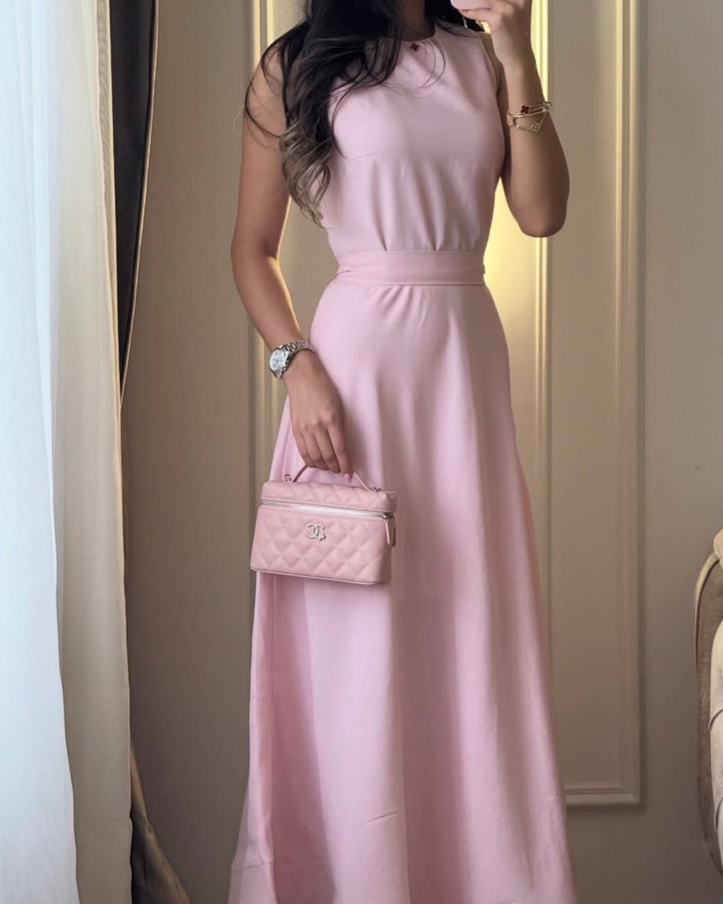 Robe longue Rosalie – Rose poudré