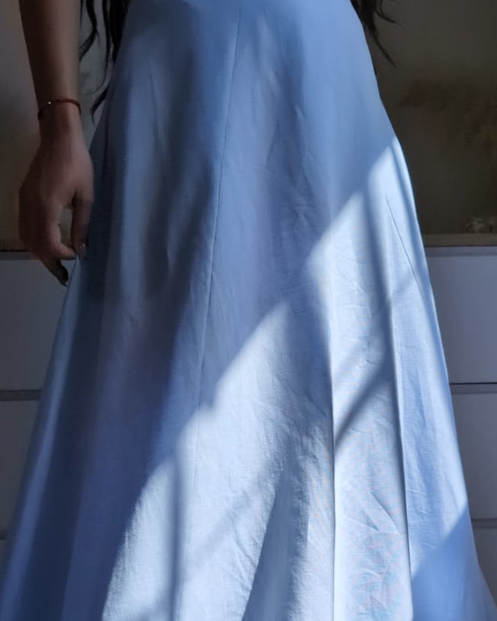 Jupe Longue en Lin Bleu Ciel